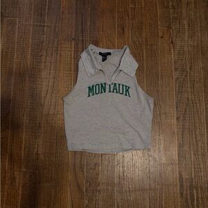 Forever 21 Gray Tank Top with Green Print